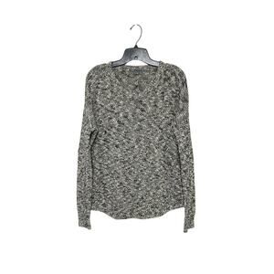 Vince Marled Womens Knit Sweater Linen Cotton Blend Size Medium Grey/Black/White